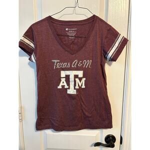 Colosseum Texas A&M V-neck Tee Maroon and White Large
